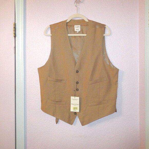 Murano Baird McNutt Linen Suit Vest Mens Size L Waistcoat Pockets Adjustable NWT - Picture 1 of 11